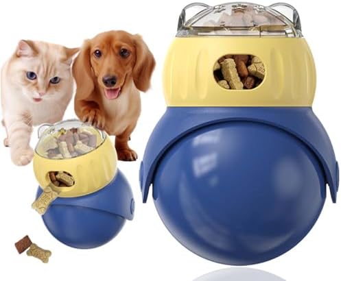 Pet Interactive Toys, Adjustable Treat Puzzle Food Dispenser Weight Loss Tumbler Slow Feeder Sliding Rolling Ball Enrichment Toy for Cats & Small Dogs
