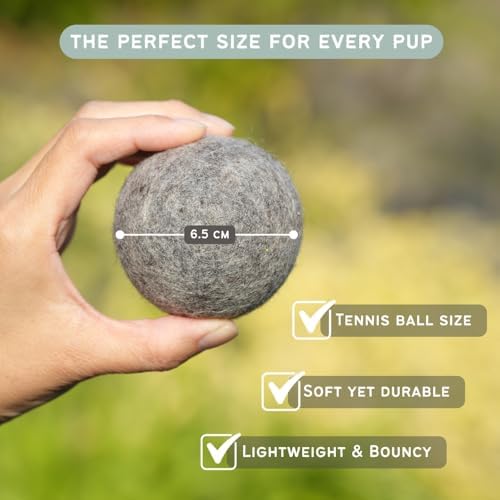 Wool Dog Balls (3 PCS) Soft & Chew-Resistant for Dogs Puppies