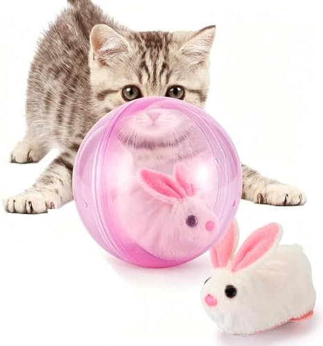 Automatic Animal Pet Rolling Ball,Hamster Ball for Cats Interactive,Hamster in Rolling Balls Smart Cat Toy (Pink)