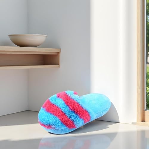 Blue Cute Pet Puppy Dog Cat Slipper Shape Plush Slipper Sound Pet Toy Pet Dog Chew Toys Squeak Plush Toys Shape Tooth Cleaning Chew Play Toy Supplies