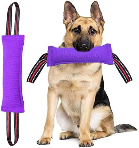 Clysoru Tug Toy for Dogs Tug of War Dog Toy with 2 Strong Red Band Handles Lasting Training Equipment Puppy to Large Dogs Interactive Toy Best for Tug of War Pull Indestructible Rope Toys (Purple)