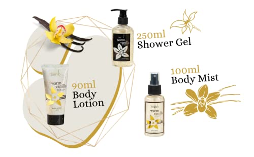 Bath and Body Gift Basket For Women and Men Warm Vanilla Bath & Body Collection Includes Shower Gel, Bubble Bath, Body Lotion, Body Mist & More – Mother's Day Gift for Mom