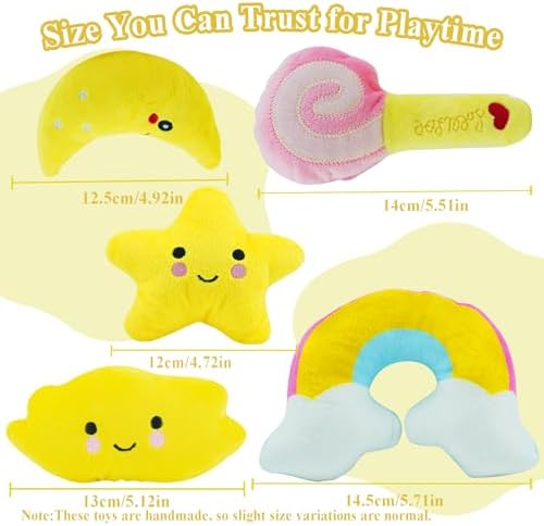 ASOCEA Small Dog Toys 5 Pack, Squeaky Plush Puppy Toys,Yellow
