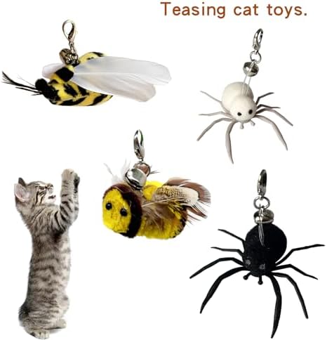 Cat Toy Insects Refills, Feather Wand Replacement Insects, Kitten Interactive Toys (4PCS)