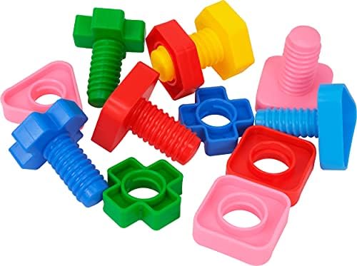 Bonka Bird Toys 3505 Pk6 Huge Nuts and Bolts Colorful Enticing Large Screw Interactive Foot Beak Throw Parrot Cockatoo Amazon African Grey Macaw Hyacinth