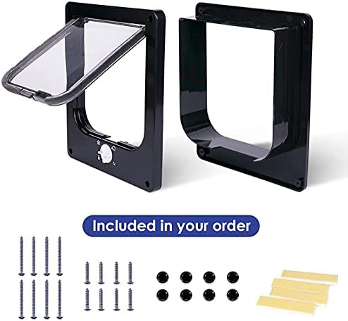 Upgraded Version - Cat Doors Flap (for Cat up to 23.6lb), Magnetic Pet Door with 4 Way Locking for Interior Exterior Doors, Weatherproof Gate, Easy Installation