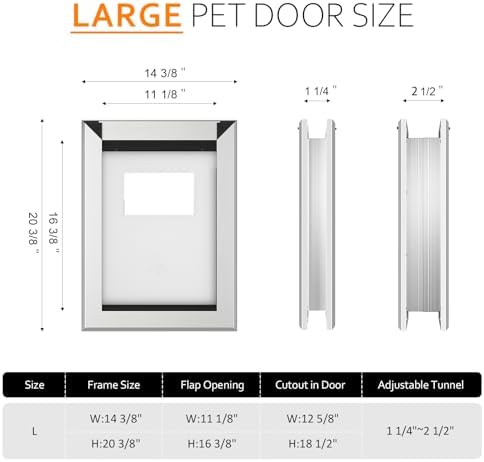 [Classicmacher] Aluminum Heavy Duty Large Dog Door Up to 100lbs Silver