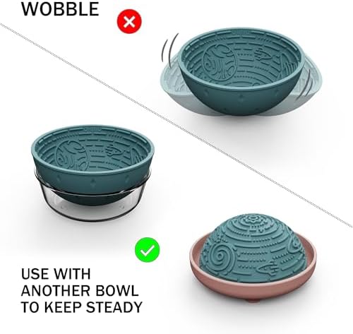 OHMO Slow Feeder Bowl & Lick Mat for Dogs, Galaxy Design, 6.3", Light Blue