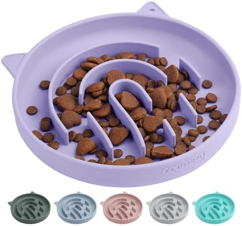 Coomazy Slow Feeder Cat Bowl Silicone Pet Puzzle Feeder for Slow Eating