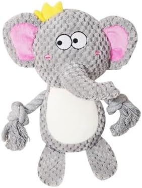 Cute Animals Interactive Dog Squeak Toys, Rope Plush Pet Chew Toys - Gray