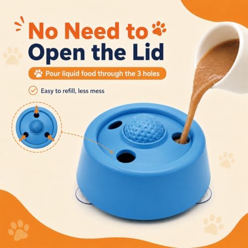 Slow Feeder Dog Bowls，Dog Enrichment Toys，Dog Slow Feeder Bowl，Dog Licking Bowl with Rolling Ball，Dog Lick Toy，Interactive Dog Toys，paw Calm Lick Bowl，Dog Feeder for Wet Food, Yogurt, Bone Broth