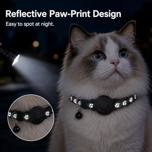 GPS Tracker for Cats, Cat Collar with Tracker for Android Users – No Monthly Fee, Google Find Hub Cat GPS Tracker Collar, IP67 Waterproof, Replaceable Battery Lasts 1 Year