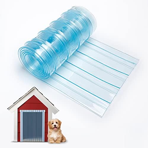 9.8in x 4.9ft Door Replacement Flaps for Dog House - Easy to Cut & Install Transparent Vinyl Strip for Doggie/Doggy/Cat Entry Door | Easy to Install & Cut Transparent Vinyl Strip for Doggie/Doggy/Cat Entry Door