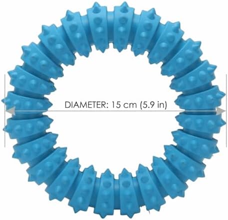 Dog Spiky Chew Ring Food Grade Rubber Teeth Cleaning Interactive Toy for Medium Large Dogs 5.91In Diameter for Indoor Outdoor Play