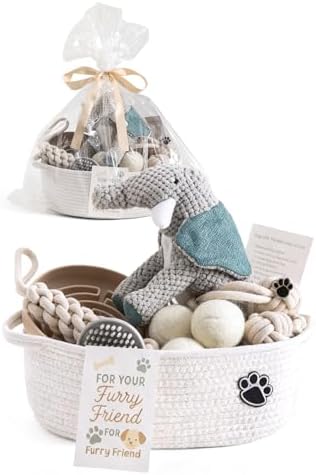 Dog Gift Basket – Puppy Starter Kit, Welcome New Puppy Gift Basket with Interactive Toys Bundle, Perfect Dog Birthday Set with Chew Toys, Pet Essentials for New Owners