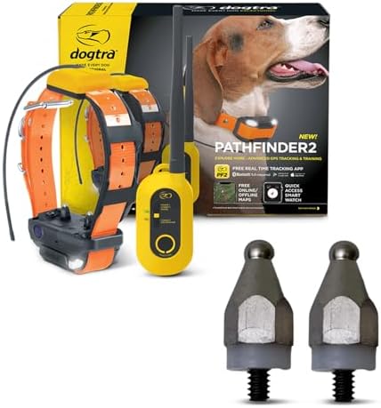 Dogtra Pathfinder 2 GPS Tracker e Collar + Titanium Contact Points 3/4" | 9 Mile, LED Light, No Monthly Fees, Waterproof, Smartwatch Control, Satellite Tracking, Multiple Dogs, Smartphone Required
