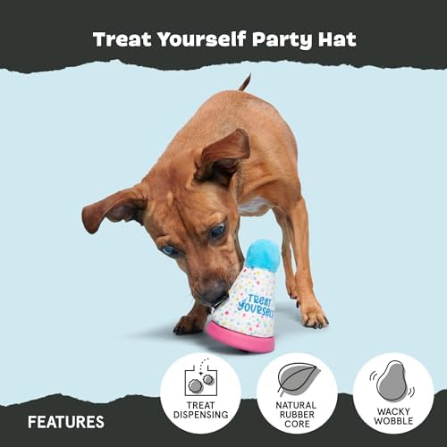 BarkBox Treat Yourself Party Hat Dog Toy - Toy for Small to Medium Dogs