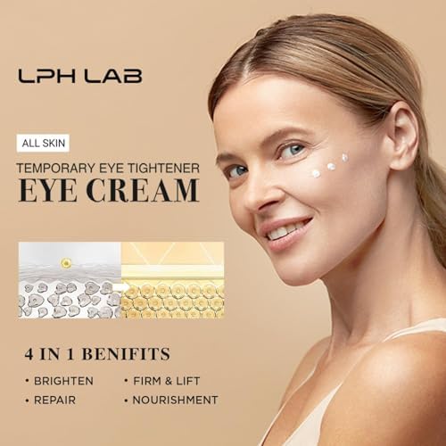 Instant Eye Tightener Cream, Temporary Eye Bag & Puffiness Appearance Reducer for Mature Skin 50+, Helps Smooth Fine Lines, No Flaking Residue, 15 mL