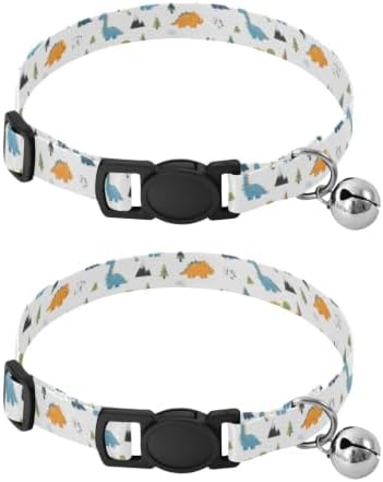 Cute Cartoon Dinosaurs Kitten Collar 2 Pack Adjustable Pet Collar 10.6 to 17.1 Inches