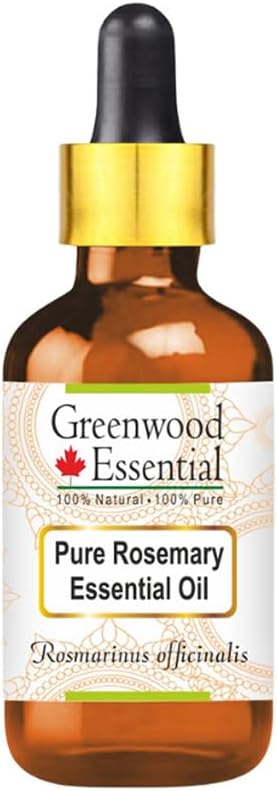 Greenwood Essential Pure Rosemary Essential Oil (Rosmarinus officinalis) with Glass Dropper Steam Distilled 30ml (1.01 oz)