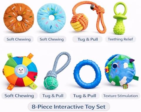 Puppy Play Gym Toys for Puppies - 8 Interactive Teething Dog Toys