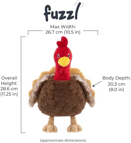 Fuzzl Plush Super Soft Sir Gobbles Turkey Dog Toy & Comforter – Cuddly Plush with Squeaker, Gentle Dog Toy for Puppies & Small, Medium & Large Dogs