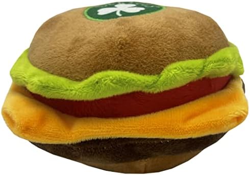 Pets First NBA Boston Celtics Cheese Burger Plush Dog & CAT Squeak Toy - Cutest Stadium HAMBERGER Snack Plush Toy for Dogs & Cats with Inner Squeaker & Beautiful Basketball Team Name/Logo, Team Color