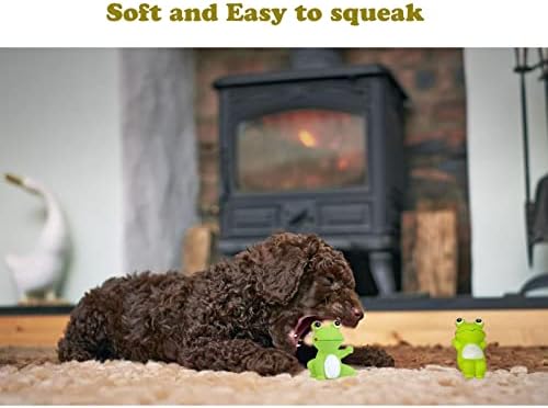 Volacopets 4 Cute Frog Puppy Squeak Toys Latex Float Water Pool Dog Toys Squeaky for Small Breed Soft Fetch Interactive Play pet Toys, Green