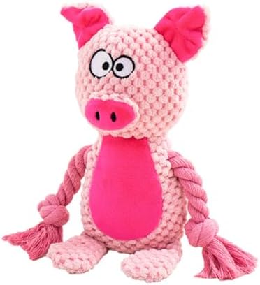 Dog Toys, Dog Squeaker Toys with Crinkle Paper (Pink Pig)