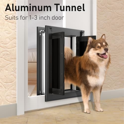 Aluminum Large Dog Door for Medium Large Dogs Up to 110 LBS, Black