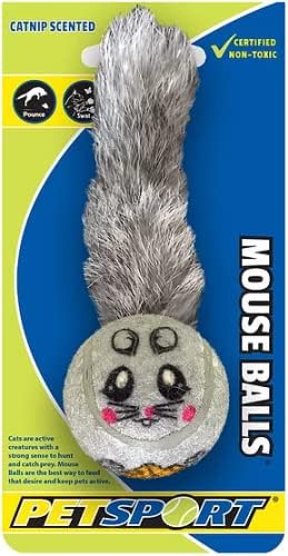 PetSport Mouse Balls - Mouse Ball Toy for Cats & Kittens, Catnip Toys Interactive, Certified Non-Toxic, 100% Natural Catnip Oil, Bell Inside, Won't Wear Down Teeth - 1.5" (Pack of 4)