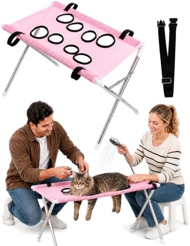 2-in-1 Foldable Pet Grooming Bed, Portable Dog Washing Station，B