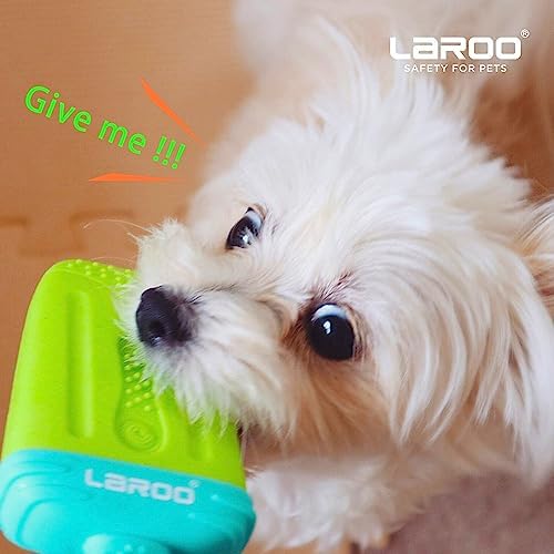LaRoo Dogs Toys for Summer Cooling, Frozen Dog Toys, Full with Water Frozen, Prevention of Heat Stroke Upgraded Teething Chew Toy (Ice Pop Shape-Green)
