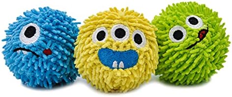 HugSmart Pet – Spiky Monster Dog Balls (3-Pack) | Plush Squeaky Ball for Dogs, Small, Medium Breeds ｜No Stuffing, Interactive Fetch, Squeaky Dog Toys for Aggressive Chewers, Designed in Canada