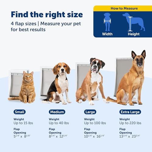 PetSafe Freedom Aluminum Dog & Cat Door, Pets up to 220 lbs, X-Large, White | Solid Aluminum Frame with Reinforced Corners, Flap Opening 13.75" W x 23.75" H, Fits Doors 3/8-2 in Thick
