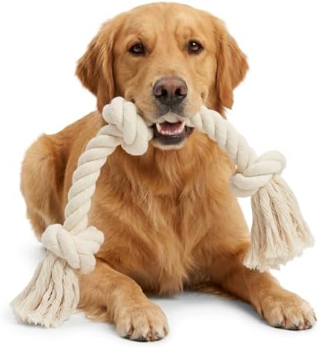 Barida Natural White Cotton Tough Dog Rope Toy for Medium & Large Dogs. Non Toxic and Premium Rope Toys for Dogs.