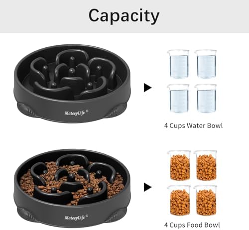 MateeyLife 1-Pack Slow Feeder Dog Bowls, 4 Cups, Dog Puzzle Feeder Bowl