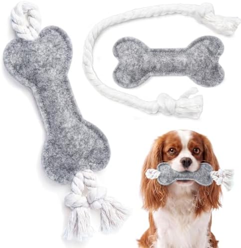 Dog Rope Knot Toy for Small Dogs and Cats Rope Toy for Puppy Teethers Cotton Interactive Pull Dog Toys for Dogs to Relieve Boring for Small Dogs and Cats (Grey)