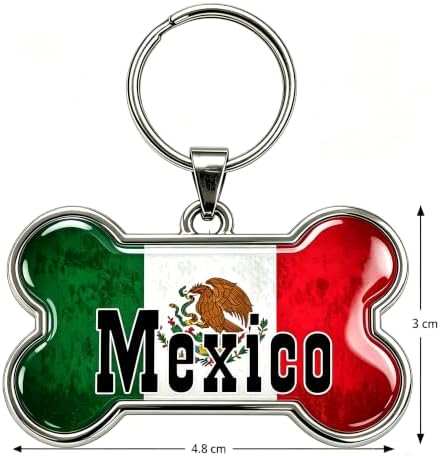 HSIAHOU Custom Pet ID Tags, Personalized Dog Tag Cat Tag (Mexico Flag)