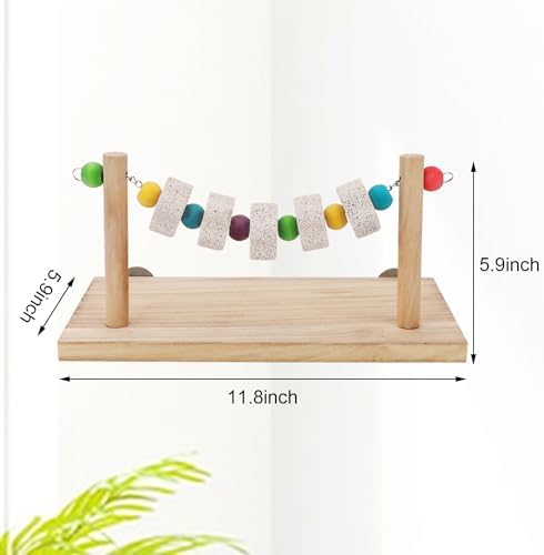Hypeety Wooden Bird Perch Platform Pet Natural Chewing Toys Health Cage Accessories for Mouse, Chinchilla, Rat, Gerbil, Guinea-Pigs, Dwarf Hamster