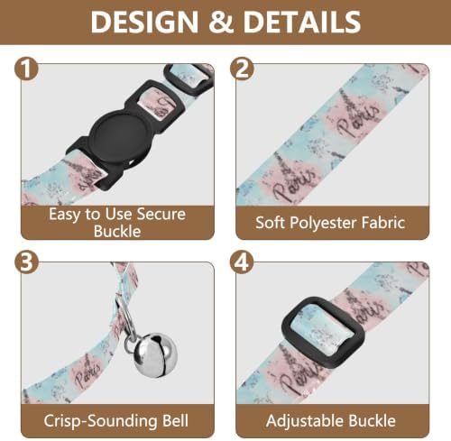 Eiffel Towers Puppy Collar 2 Pack Dog Collars for Small Dogs Adjustable 10.6 to 17.1 Inches