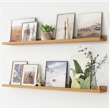 Boswillon Floating Shelves Set of 2, Long Wall Shelf with Lip, 48in, Oak | Display Ledge Shelf for Room Wall, Wall Decor Shelves for Bathroom, Living Room, Bedroom, Kitchen, Nursery Room, Rustic, Wood