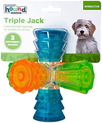 Outward Hound Triple Jack Interactive Multi-Squeak Dog Toy, 4.9"