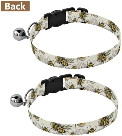 Yellow Flowers Leaf Wings Soft Cat Collar, 2 Pack Puppy Collar with Bell