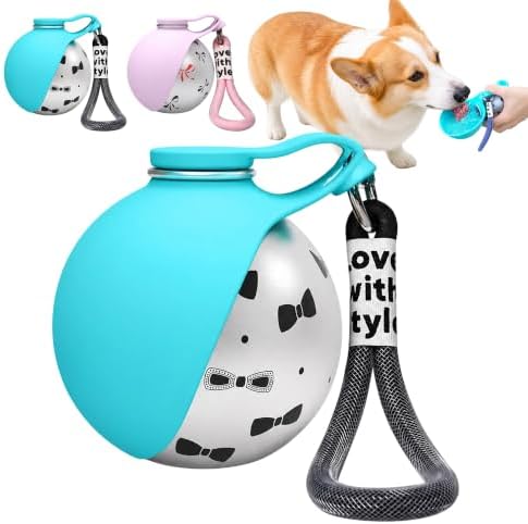 Portable Pet Water Bottle & Collapsible Dog Bowls, Spill Proof Water Dispenser, Cat Food Container & Dog Treat Holder, Small Size Pet Supplies Travel Accessories for Puppy (Blue)