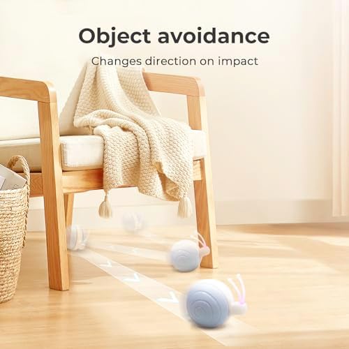 Cheerble Interactive Cat Toy for Indoor Cats, Wicked Snail Kitten Toys, Automatic Cat Toys with LED Lights, Rechargeable Moving Toys for Cats, Smart Stimulating Electric Pet Toy(Blue)