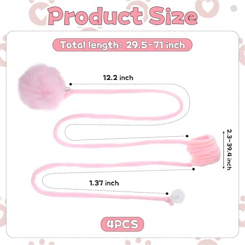 InnoHHustle 4PCS Cat Spring Toys, Hanging Fluffy Cat Ball Toys with Bell Stretchable Interactive Cats Teaser Soft Plush Interactive Cat Toy for Indoor Cats Kitten Play Chase Exercise