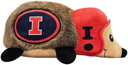 NCAA Illinois Fighting Illini Plush Hedgehog Toy for Dogs & Cats, Cool Soft Pet Toy for Fun and Interactive Play, Dog Chew Toy with Squeaker, Licensed Hot Pet Toy