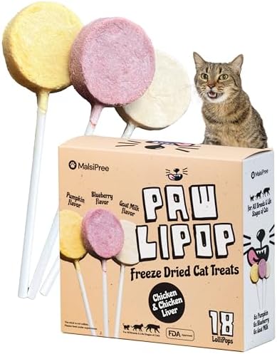 MalsiPree Cat Lollipop Treats - Freeze-Dried Chicken & Pumpkin, 18pk