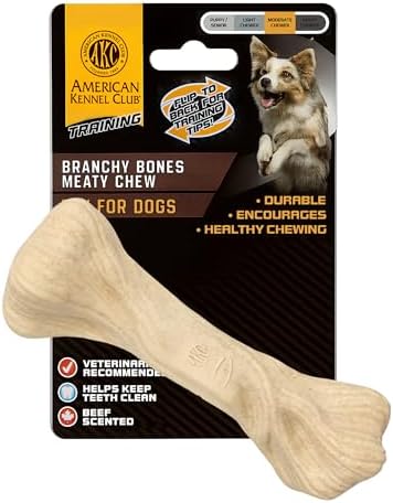 American Kennel Club Training Dog Chew Toy, Large PP Bone Dog Toy, Durable Dog Toy for Moderate Chewers, Beef Scented for Long-Lasting Engagement, Supports Dental Health, White